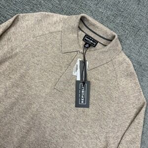 For The Republic 100% Cashmere Polo Sweater Men's Medium Brown Knit NWT